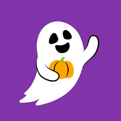 Hand drawn illustration of funny ghost. Cute isolated illustration of ghost for Halloween design