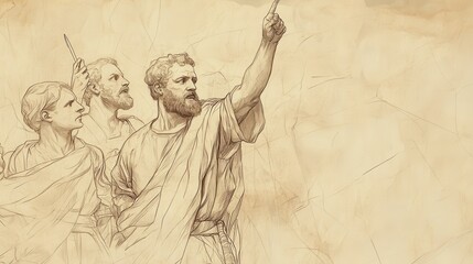 Fototapeta premium Biblical Illustration of 1 Samuel: Saul Defeats the Ammonites, Shows Mercy, Attributes Victory to the Lord