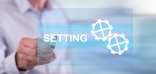 Man touching a setting concept