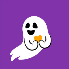 Hand drawn illustration of funny ghost. Cute isolated illustration of ghost for Halloween design