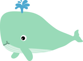 cute whale cartoon, sea animal