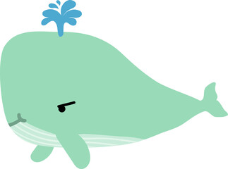 cute whale cartoon, sea animal