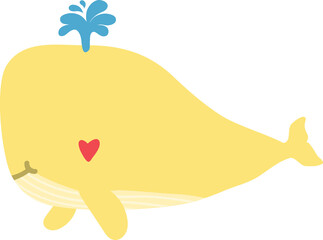 cute whale cartoon, sea animal