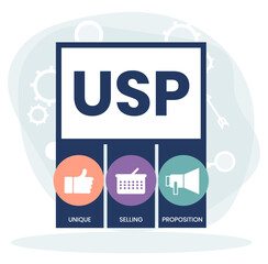 Unique selling point acronym banner web icon for business and marketing, USP, consumer, competition, branding and different.	