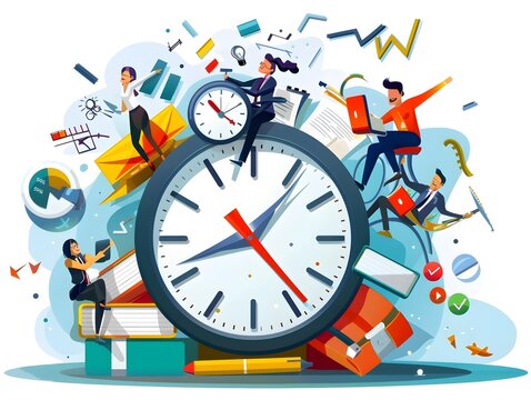 recommend clip art: Time Management Concept with Business People Around Clock.