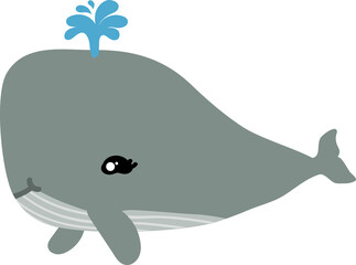 cute whale cartoon, sea animal