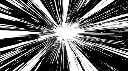 Abstract Black and White Lines Radiating Outward From a Center Point