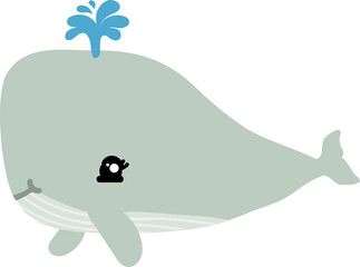 cute whale cartoon, sea animal