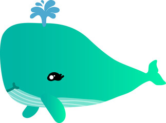 cute whale cartoon, sea animal