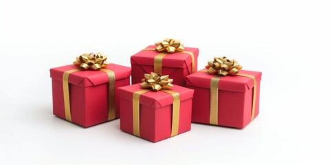 Obraz premium Christmas gift boxes with golden ribbons isolated on background