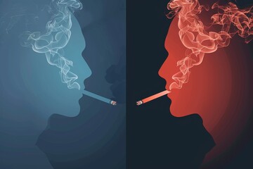 Faces merging with smoke an artistic exploration of the fading boundaries between individuality and addiction