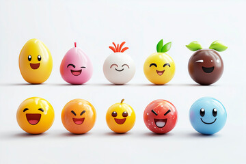 
Design a collection of emojis in a cyberpunk style, featuring neon colors, glitch effects, and a dystopian futuristic aesthetic. The emojis should look digital and edgy , 100% white background