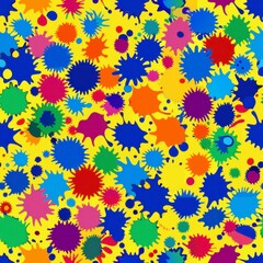 Seamless pattern of mosaic splashes and splatters in vivid colors