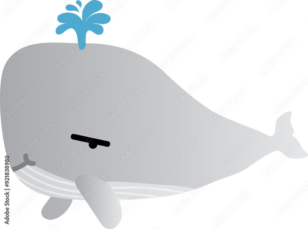 Wall mural cute whale cartoon, sea animal