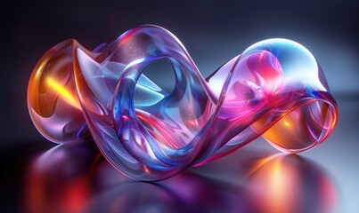 Abstract Glass Sculpture with Vibrant Colors