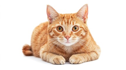 Ginger cat isolated on white background