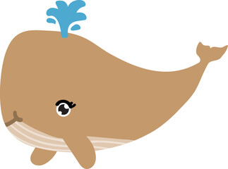 cute whale cartoon, sea animal