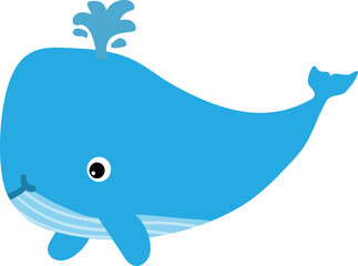 cute whale cartoon, sea animal