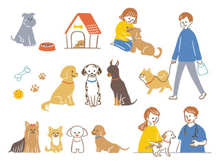people and dogs living together