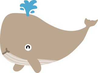 cute whale cartoon, sea animal