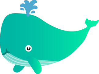 cute whale cartoon, sea animal