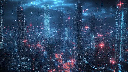 Obraz premium Futuristic Cityscape at Night