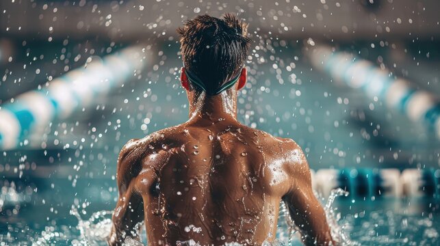 Swimmer About to Dive Into the Pool