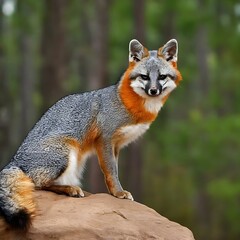 Naklejka premium Cozumel fox sits on rock