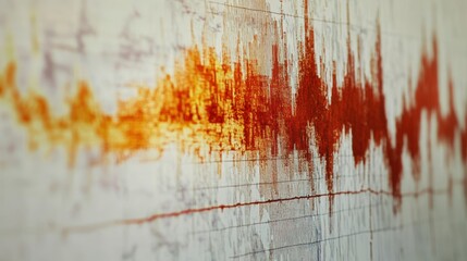 Fototapeta premium Intense High-Magnitude Earthquake Spike on Richter Scale Graph - Seismic Activity Measurement