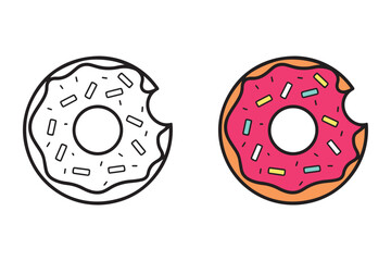 Cheerful Smiley Donut Coloring Page for Kids - Coloring Book for Adults and Teens
