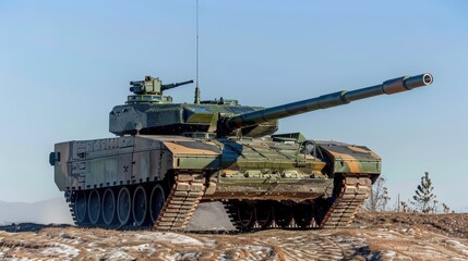 Modern Military Tank on a Battlefield