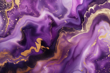 Obraz premium Abstract background of purple and gold paints mixing together