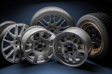 stylish sports black bronze gray silver car rims elongated welded blue light for tuning and drift...