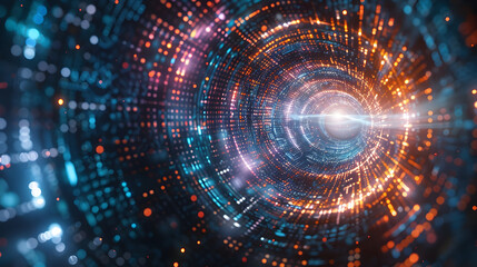 Obraz premium Abstract 3D Background: Spiraling Lights and Bokeh