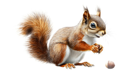 Obraz premium Cute Squirrel Holding a Nut