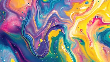 Vibrant and dynamic fluid abstract background with swirling and whirling patterns of liquid colors