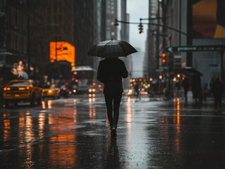 Obraz premium Solitude in the Rainy City