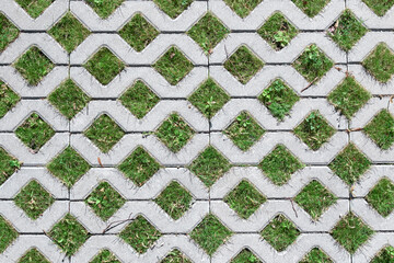 Top view of eco friendly parking with a grass