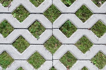 Top view of eco friendly parking with a grass