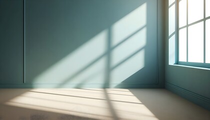 empty light cyan wall with shadows