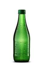 small glass bottle with mineral water