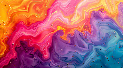 Fototapeta premium Colorful abstract background of acrylic paint mixing together creating wavy swirls of color