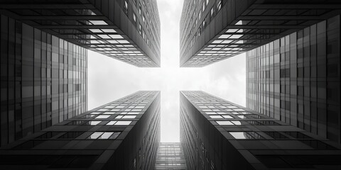 A Low Angle View of Modern Glass Buildings Reaching for the Sky