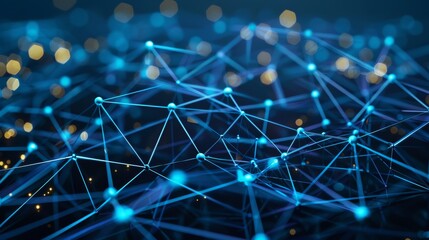 Blue nodes connected in network integration illustrating data flow in realistic image