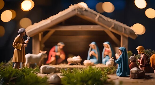 Nativity scene. Bethlehem. Nativity scene at Christmas.