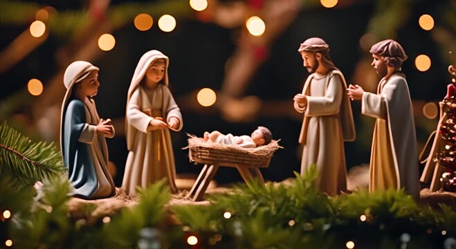 Nativity scene. Bethlehem. Nativity scene at Christmas.