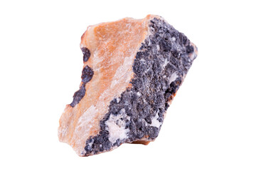 chromium stone mineral on a white background close up