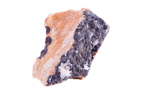 chromium stone mineral on a white background close up