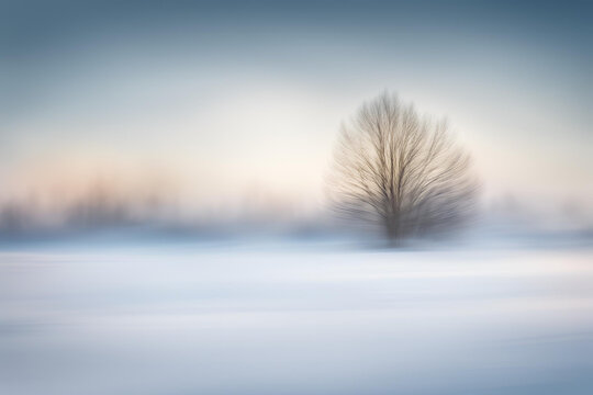 Abstract and blurry winter landscape on a sunny day / icm