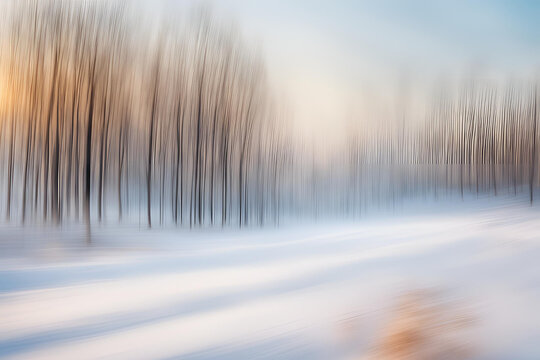 Abstract and blurry winter landscape on a sunny day / icm